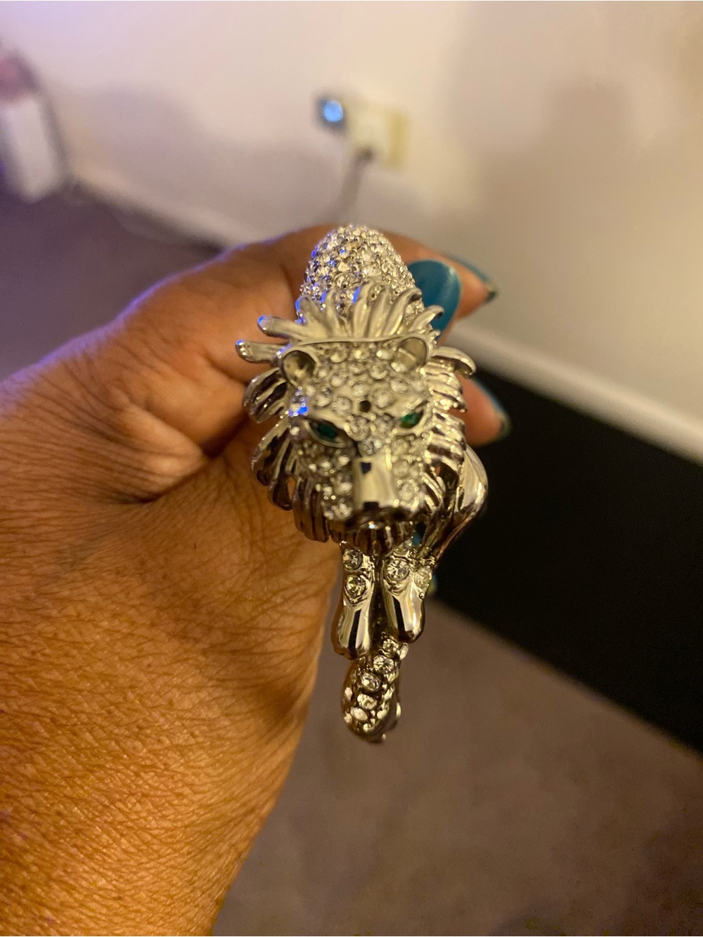 Crystal-Embellished Silver Hinged Bangle Bracelet